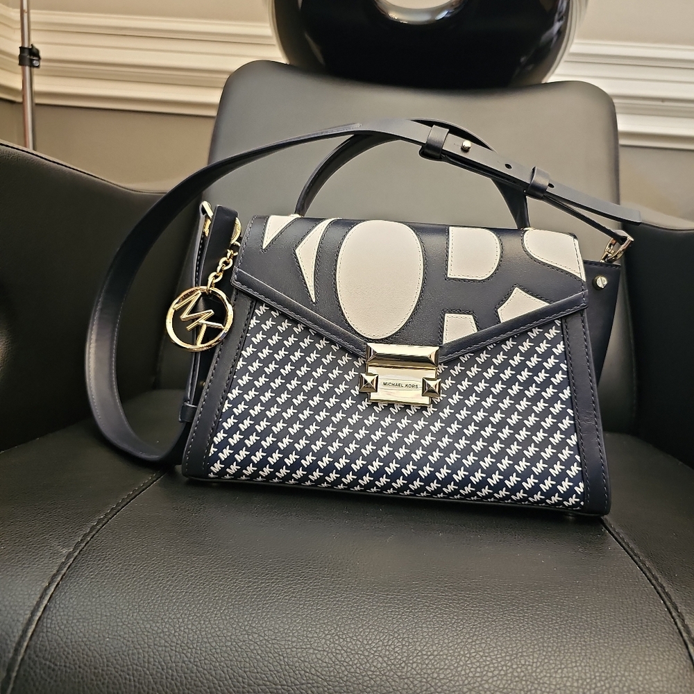 Michael Kors Navy and White Women's Bag